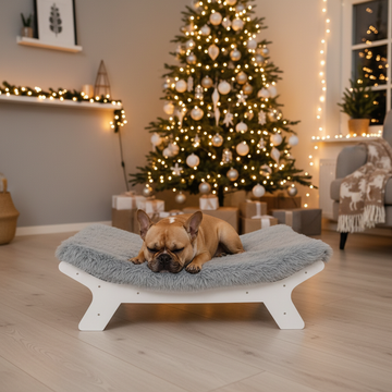 Muihood Wooden Dog Bed Frame Mattress Raised Lifted Elevated Furniture White Suitable for Weight Up to 40 lbs Gift